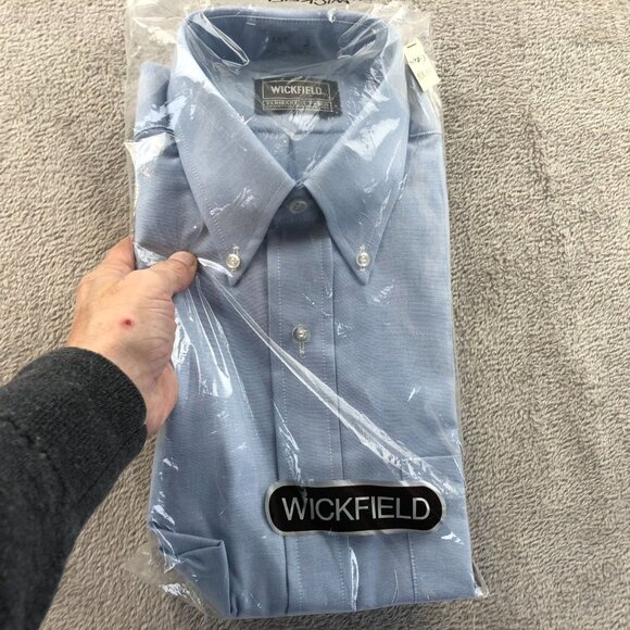NWT Wickfield Men Dress Shirt Size 14.5 Neck Light Blue Permanent Press Workwear - Picture 7 of 7